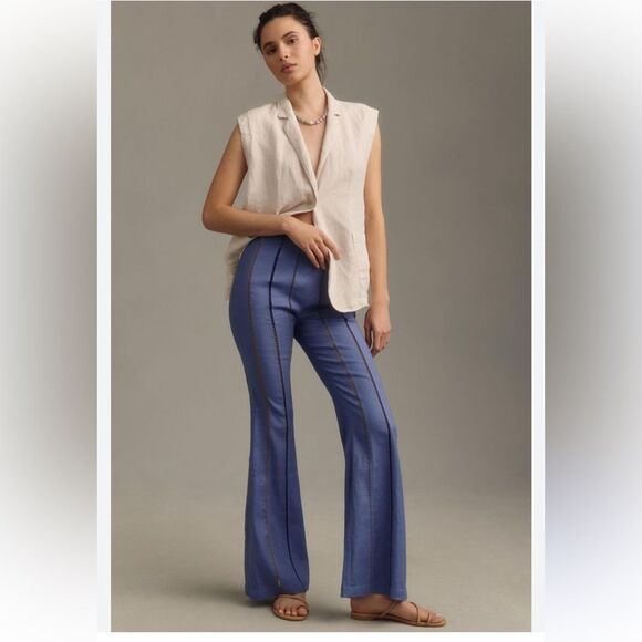 By Anthropologie US 4 Striped Flare Pants Color:
BLUE MOTIF - Picture 2 of 5